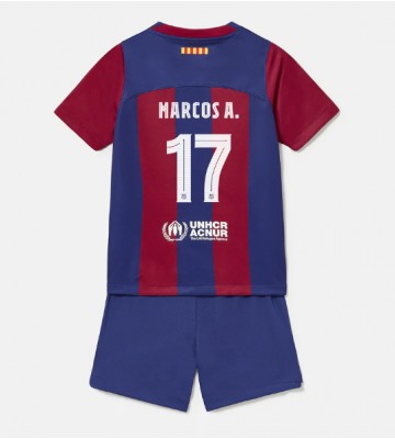 Lacne Dětský Futbalové dres Barcelona Marcos Alonso #17 2023-24 Krátky Rukáv - Domáci (+ trenírky)